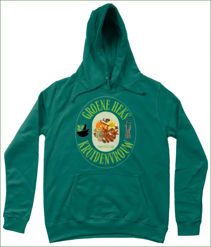 Dames Hoodie in 14 Kleuren met opdruk ’Groene Heks Kruidenvrouw sinds 1780 v. Chr’ - Kleding