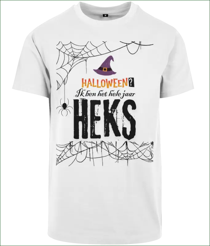 Heksen Heren T-shirt Katoen ’Halloween? Ik ben het hele jaar HEKS’ - M / Wit - Kleding