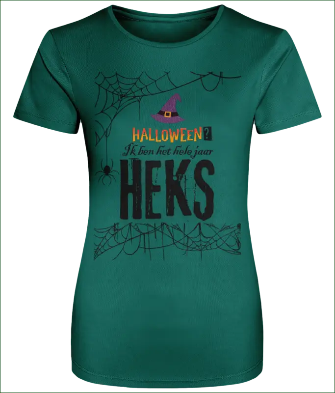 Heksen T-shirt voor Vrouwen ’Halloween? Ik ben het hele jaar HEKS’ - XS / Jade - Kleding