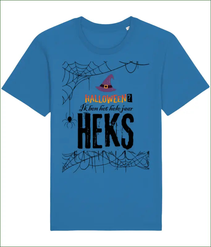 Heksen Unisex T-shirt Katoen ’Halloween? Ik ben het hele jaar HEKS’ - Royal Blauw / XS - Kleding