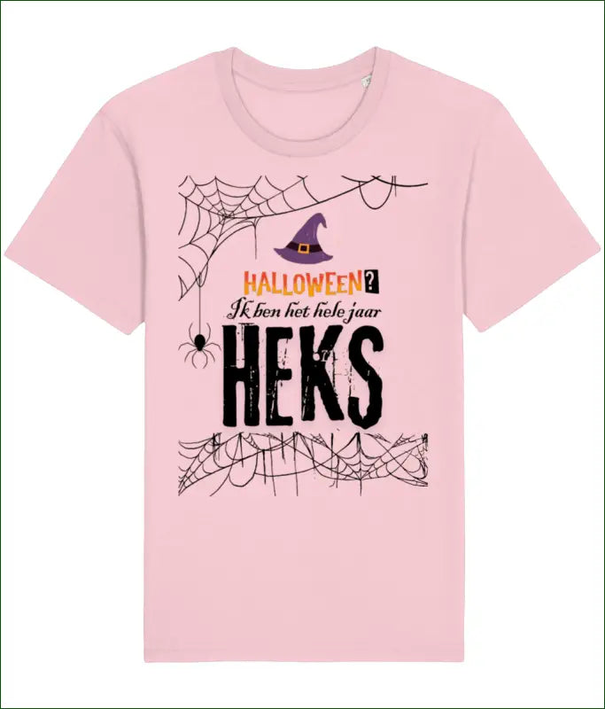 Heksen Unisex T-shirt Katoen ’Halloween? Ik ben het hele jaar HEKS’ - Pink / XS - Kleding