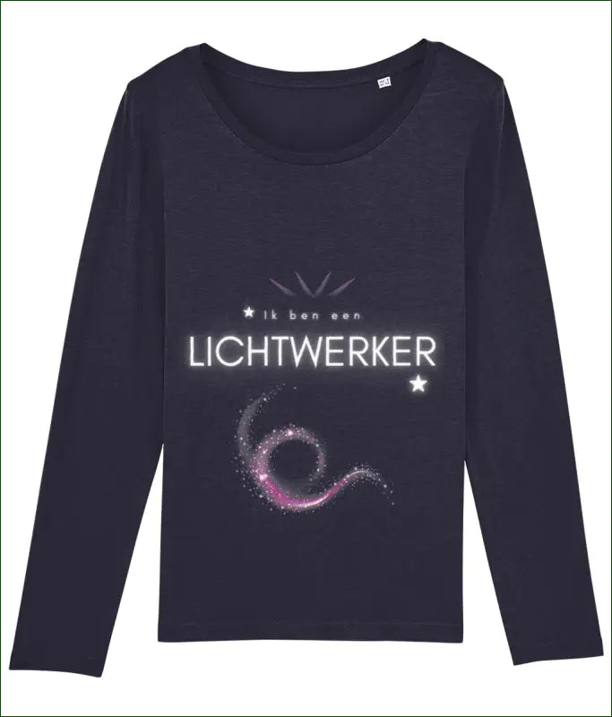 ☆ Ik ben een LICHTWERKER ☆ T-shirt voor Vrouwen Biologisch Katoen met Lange Mouwen - XS / Navy - Kleding
