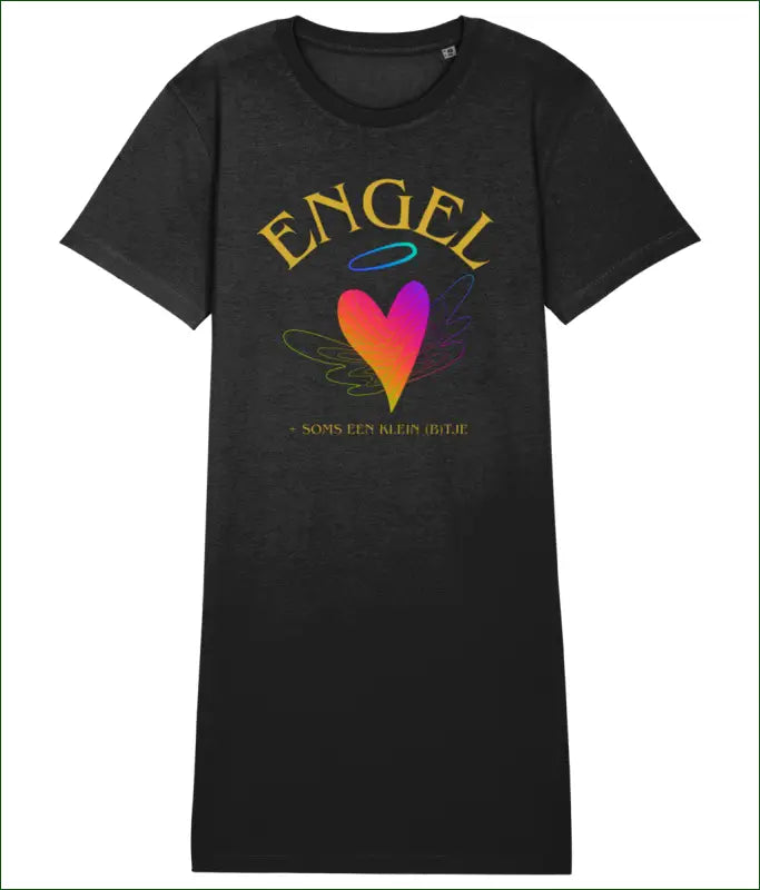 T-shirt Jurkje/Nachtjapon ’ENGEL + soms een klein B’tje’ - Comfort voor Dag en Nacht - Black / XS - Kleding
