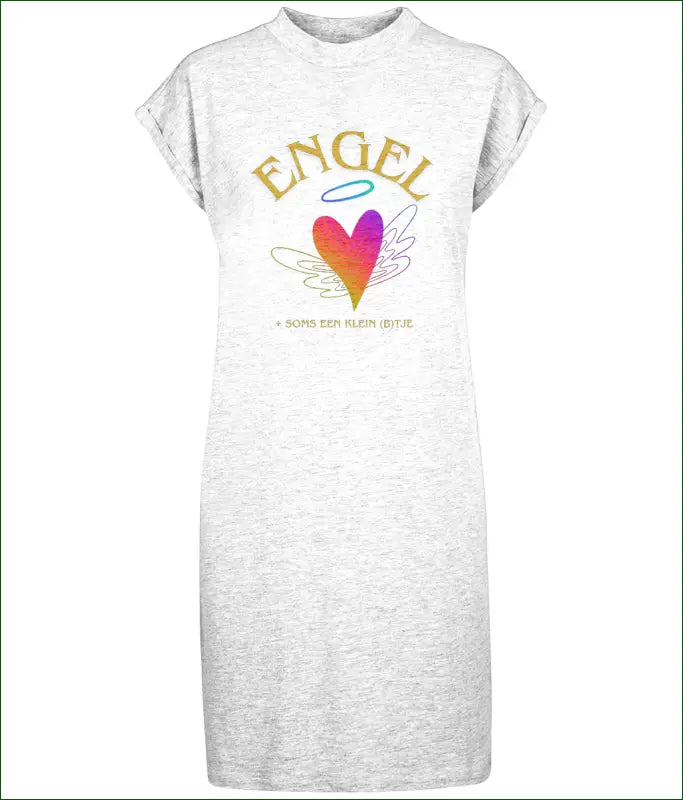 T-shirt Jurkje/Nachtjapon Verlaagde Schouder ’ENGEL + soms een klein B’tje’ - Comfort voor Dag en Nacht! - XS
