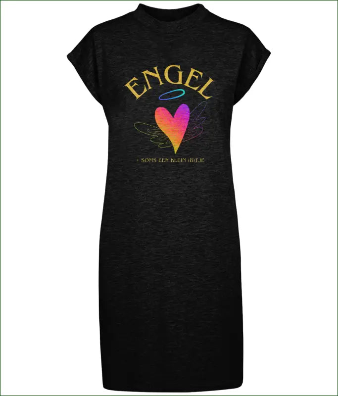 T-shirt Jurkje/Nachtjapon Verlaagde Schouder ’ENGEL + soms een klein B’tje’ - Comfort voor Dag en Nacht! - XS