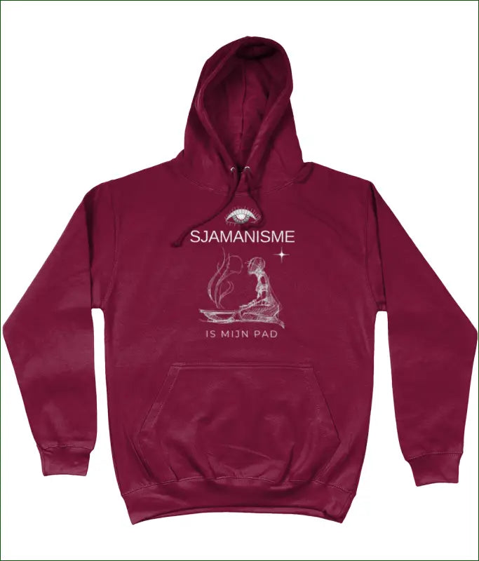 Unisex Hoodie in 8 Kleuren met Opdruk ’SJAMANISME is mijn pad’ - XS / Brick Red - Kleding