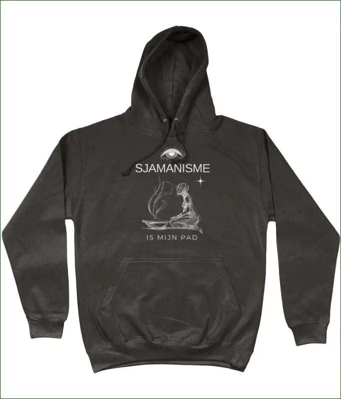 Unisex Hoodie in 8 Kleuren met Opdruk ’SJAMANISME is mijn pad’ - XS / Storm Grey - Kleding