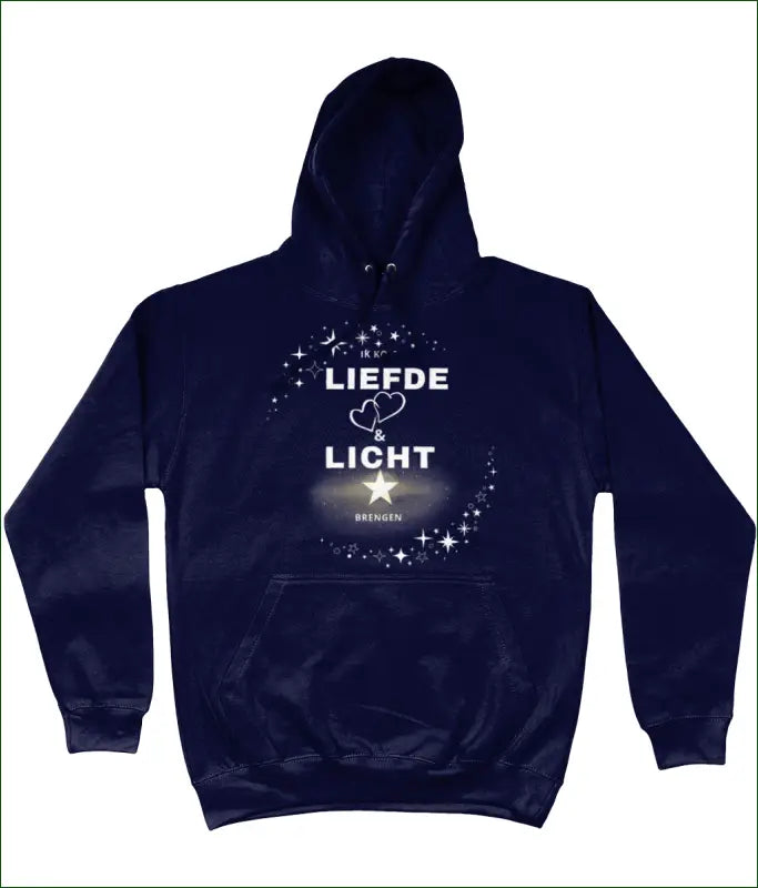 Unisex Hoodie met Opdruk ’Ik kom LIEFDE & LICHT brengen’ - XS / French Navy - Kleding