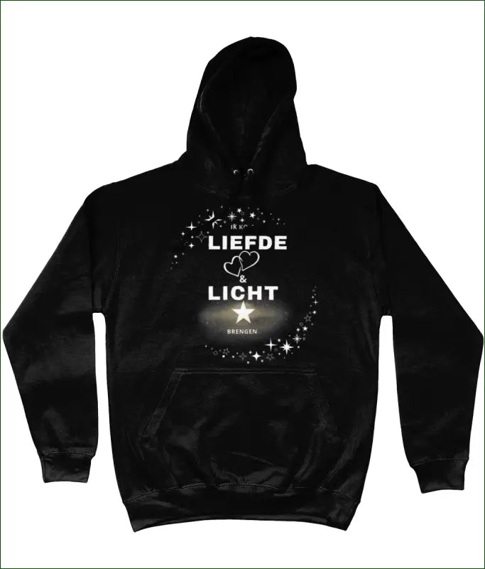 Unisex Hoodie met Opdruk ’Ik kom LIEFDE & LICHT brengen’ - XS / Deep Black - Kleding