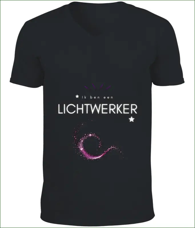 Unisex SoftStyle V-Hals T-Shirt ☆ Ik ben een LICHTWERKER ☆ - S / Zwart - Kleding
