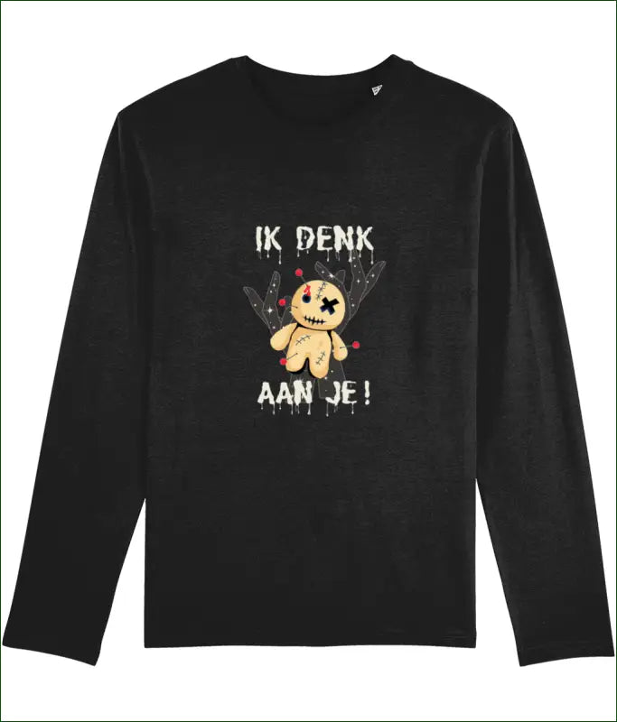 Unisex T-shirt met Lange Mouw ’IK DENK AAN JE!’ Voor nét dat beetje extra Mystieke Kracht. - S / Black - Kleding