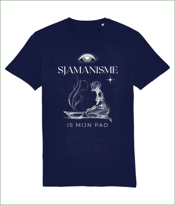 Unisex T-shirt van Katoen met de opdruk ’SJAMANISME is mijn pad’ - XXS / French Navy - Kleding