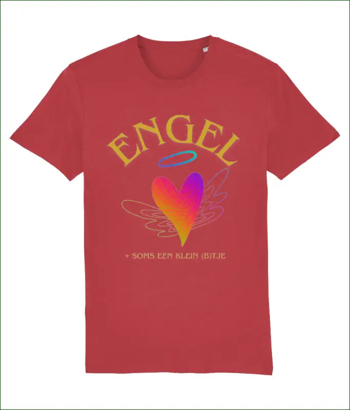 Unisex T-shirt van Katoen tot en met Maat 5XL met de Opdruk ’ENGEL + soms een klein B’tje’ - XXS / Red - Kleding