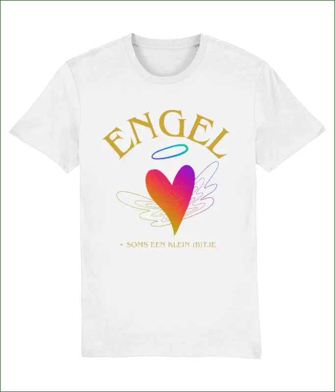 Unisex T-shirt van Katoen tot en met Maat 5XL met de Opdruk ’ENGEL + soms een klein B’tje’ - XXS / Wit - Kleding