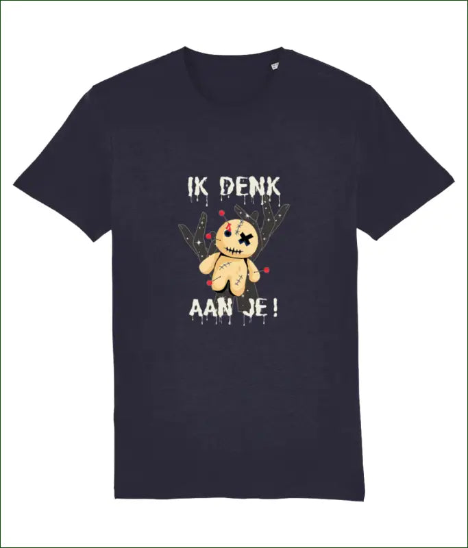 Unisex T-shirt van Katoen tot en met Maat 5XL met de Opdruk ’IK DENK AAN JE!’ - XXS / Navy - Kleding