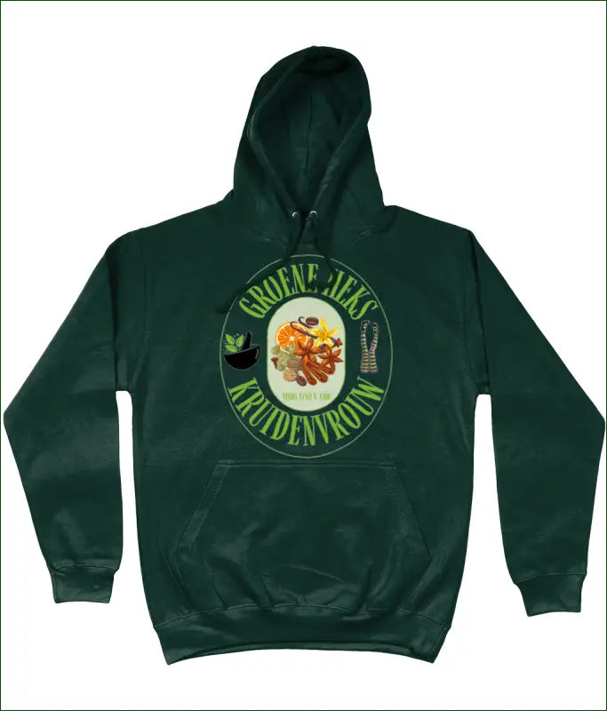 Dames Hoodie in 14 Kleuren met opdruk ’Groene Heks Kruidenvrouw sinds 1780 v. Chr’ - Forest / XS - Kleding