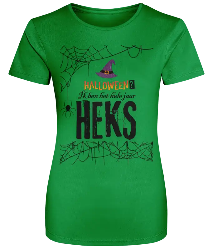 Heksen T-shirt voor Vrouwen ’Halloween? Ik ben het hele jaar HEKS’ - XS / Green - Kleding