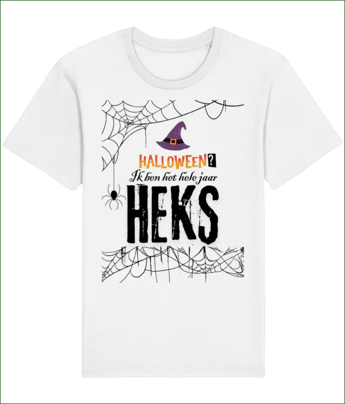 Heksen Unisex T-shirt Katoen ’Halloween? Ik ben het hele jaar HEKS’ - Wit / XS - Kleding