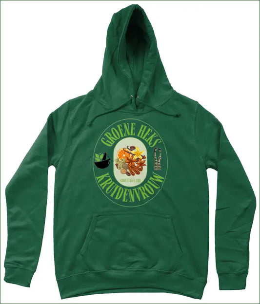 Hoodie voor Dames met opdruk ’Groene Heks Kruidenvrouw sinds 1780 v. Chr’ - XS / Bottle Green - Kleding