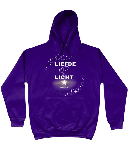 Unisex Hoodie met Opdruk ’Ik kom LIEFDE & LICHT brengen’ - XS / Violet - Kleding