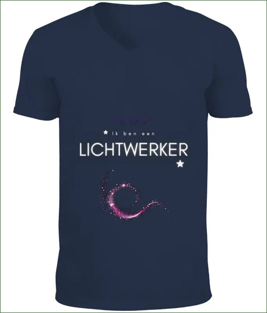 Unisex SoftStyle V-Hals T-Shirt ☆ Ik ben een LICHTWERKER ☆ - S / Navy - Kleding